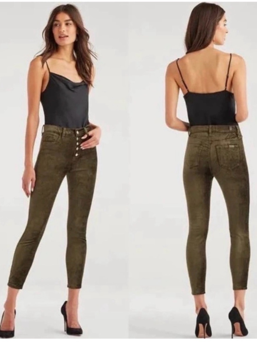 7 For All Mankind Olive High-Rise Skinny Ankle Pants